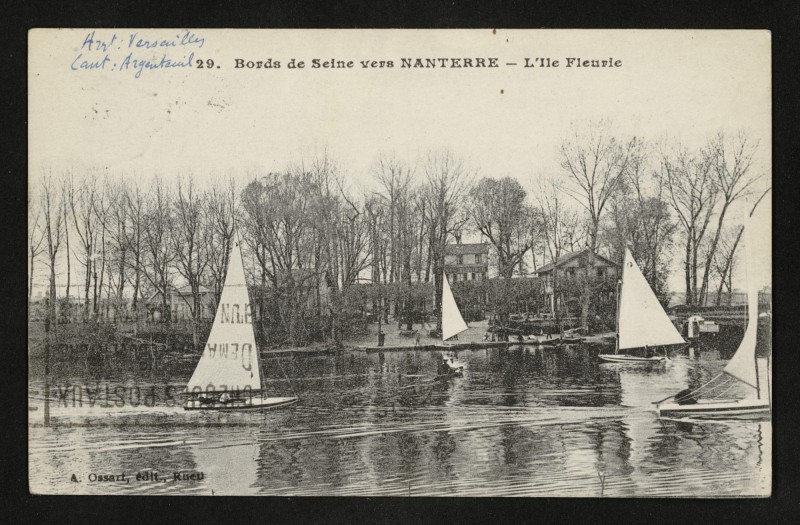 Carte postale ancienne Bords de Seine vers Nanterre - L'Ile Fleurie à Carrières-sur-Seine