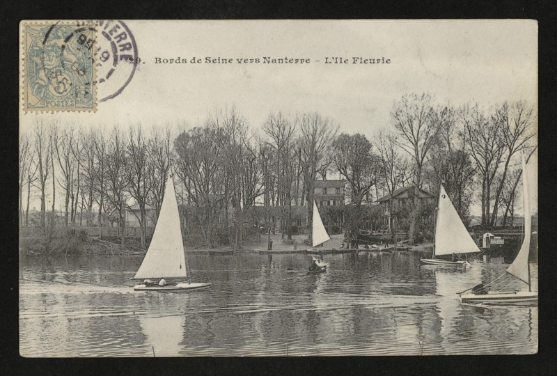 Carte postale ancienne Bords de Seine vers Nanterre - L'Ile Fleurie à Carrières-sur-Seine
