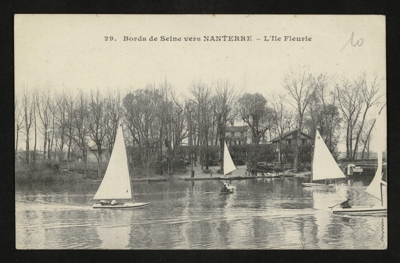 Carte postale ancienne Bords de Seine vers Nanterre - L'Ile Fleurie à Carrières-sur-Seine