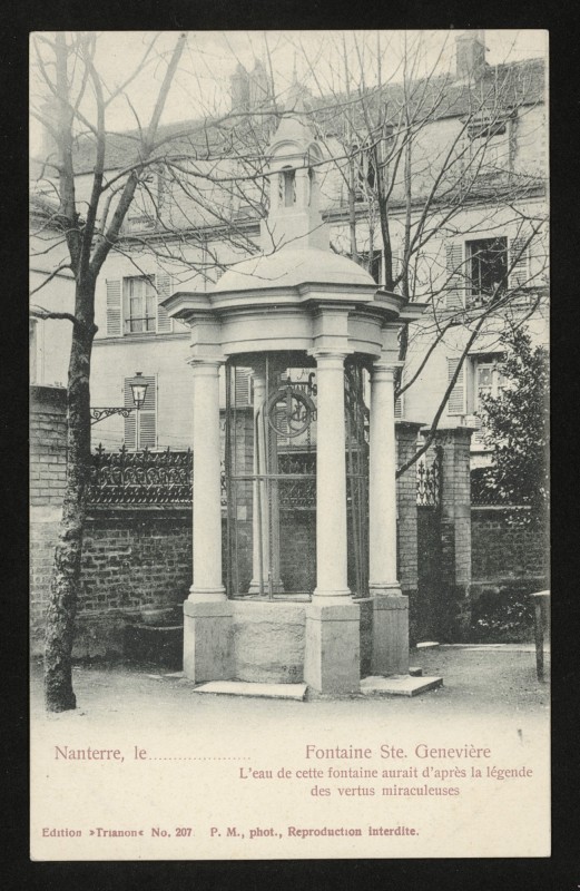 Carte postale ancienne Fontaine Ste Geneviève - L'eau de cette fontaine aurait d'après la légende des vertus miraculeuses à Nanterre