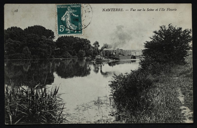 Carte postale ancienne Vue sur la Seine et l'île Fleurie à Nanterre