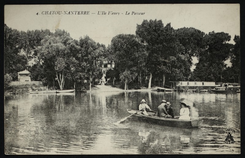 Carte postale ancienne L'île Fleurie-Le passeur à Nanterre