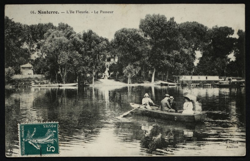 Carte postale ancienne L'île Fleurie. Le passeur à Nanterre