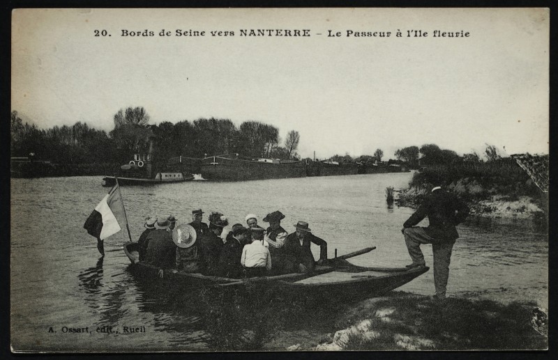 Carte postale ancienne Le passeur de l'île Fleurie à Nanterre