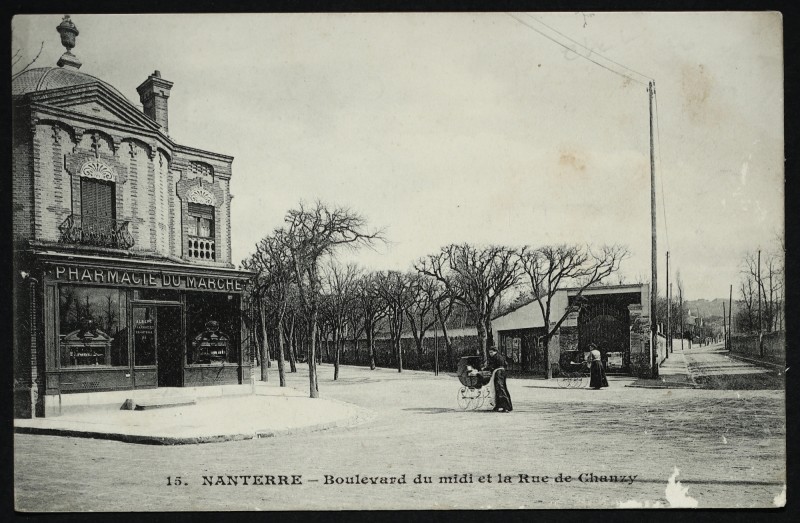 Carte postale ancienne Le boulevard du Midi et la rue de Chanzy à Nanterre