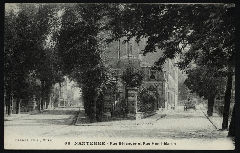 Carte postale ancienne Rues Béranger et Henri-Martin à Nanterre