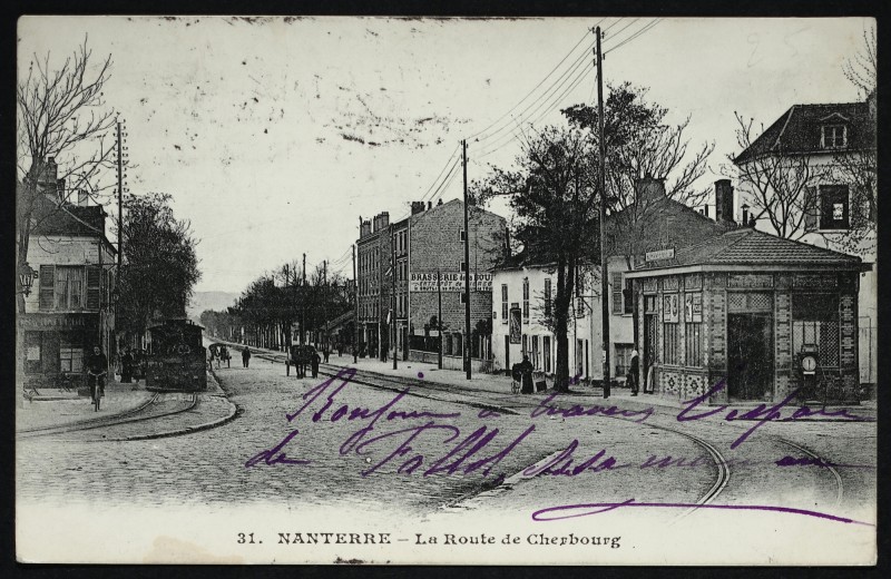 Carte postale ancienne La route de Cherbourg à Nanterre