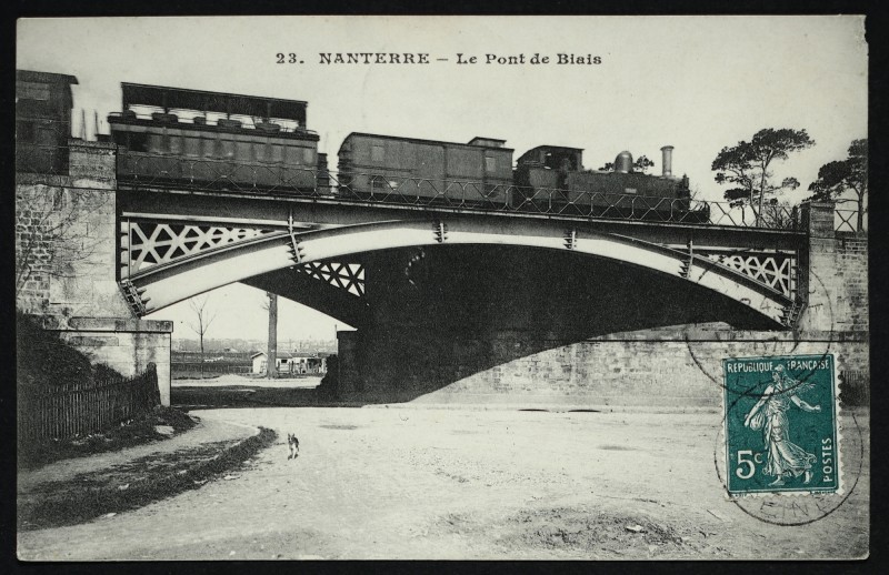 Carte postale ancienne Le pont de Biais à Nanterre
