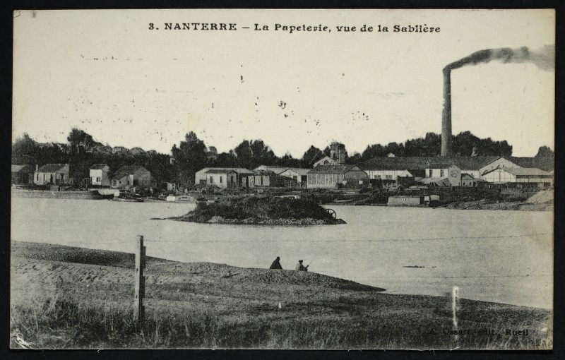 Carte postale ancienne La Papeterie, vue de la Sablière à Nanterre