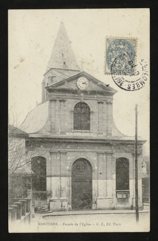 Carte postale ancienne Façade de l'Eglise à Nanterre