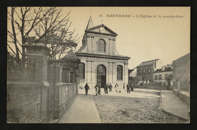 Carte postale ancienne L'Eglise et le presbytère à Nanterre