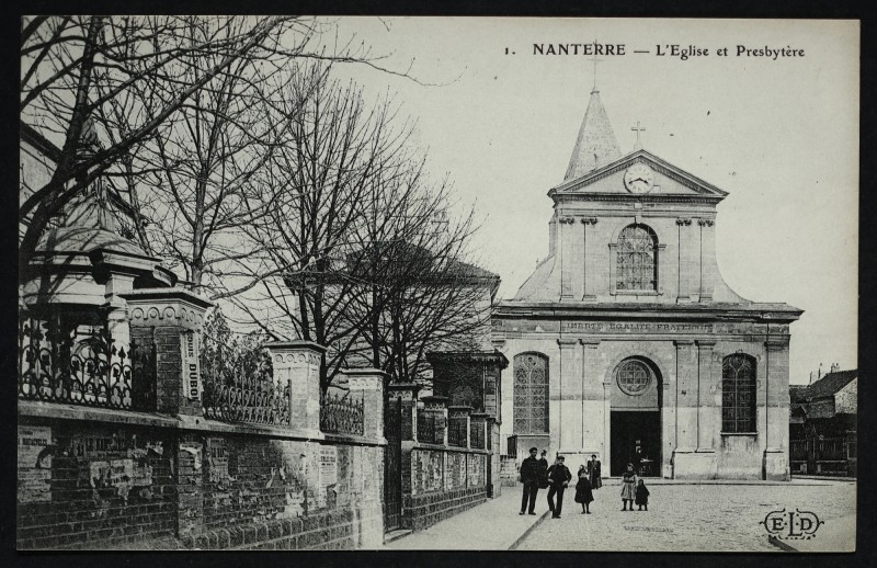 Carte postale ancienne L'église et le presbytère à Nanterre