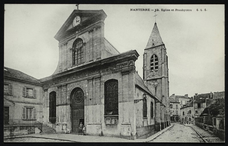 Carte postale ancienne L'église et le presbytère à Nanterre