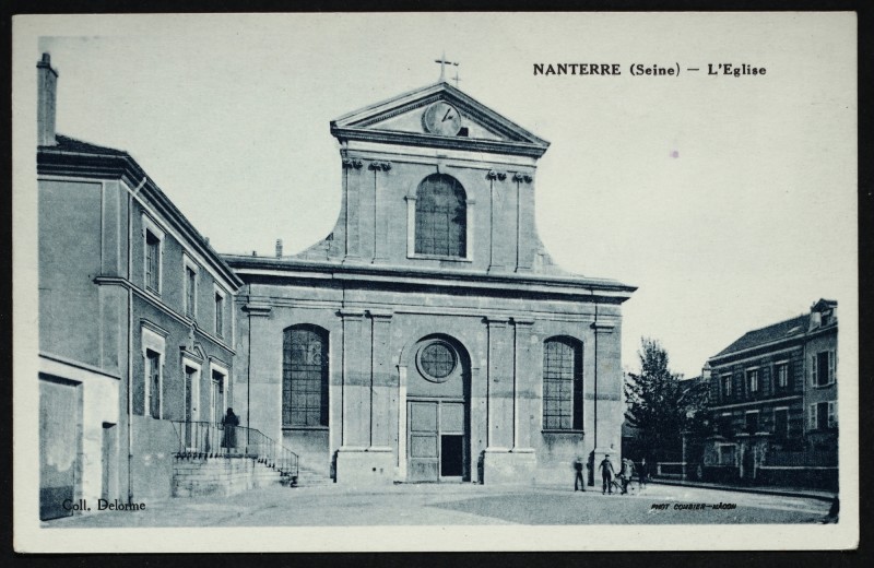 Carte postale ancienne L'église et le presbytère à Nanterre