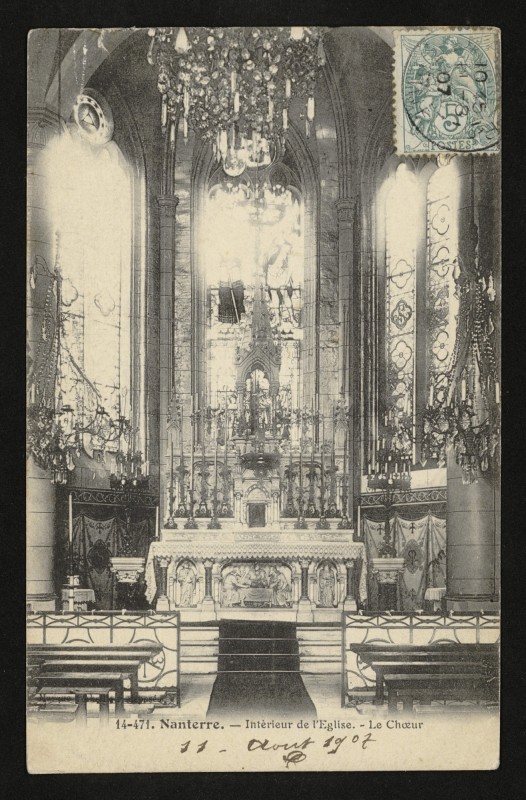 Carte postale ancienne Intérieur de l'Eglise - Le Choeur à Nanterre