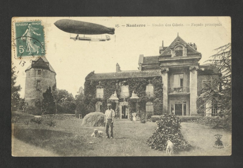 Carte postale ancienne Le Moulin des Gibets - Façade principale [dirigeable] à Nanterre