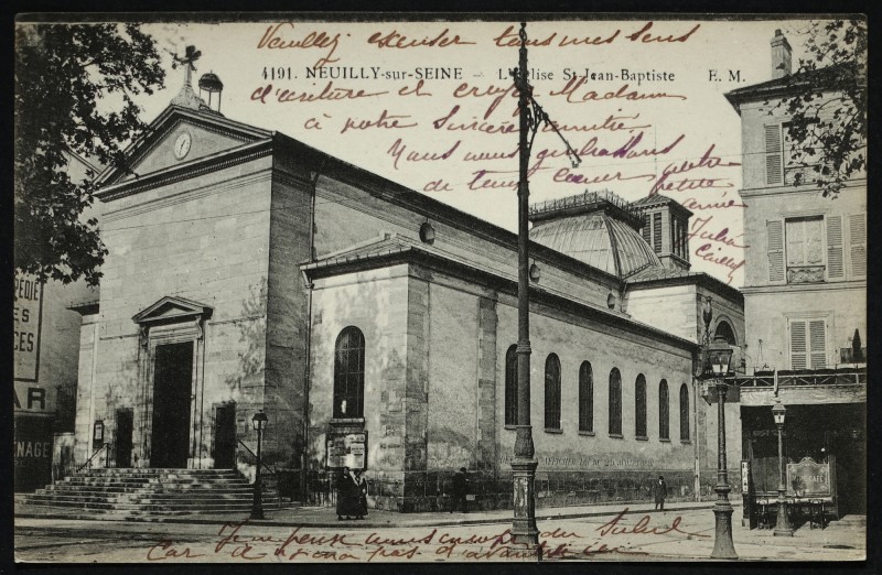Carte postale ancienne L'Eglise St-Jean-Baptiste à Neuilly-sur-Seine
