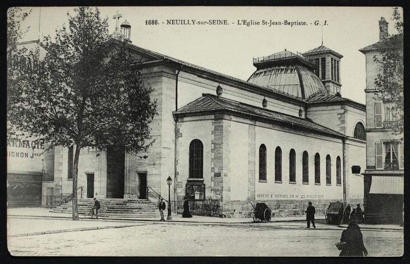 Carte postale ancienne L'Eglise St-Jean-Baptiste à Neuilly-sur-Seine
