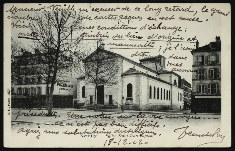 Carte postale ancienne Eglise St-Jean-Baptiste à Neuilly-sur-Seine