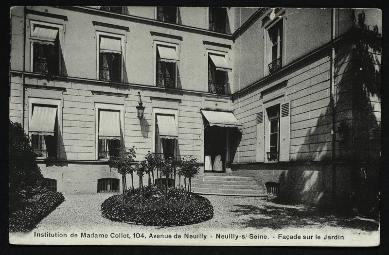 Carte postale ancienne Institution de Madame Collot , 104 Avenue de Neuilly - façade sur le Jardin à Neuilly-sur-Seine