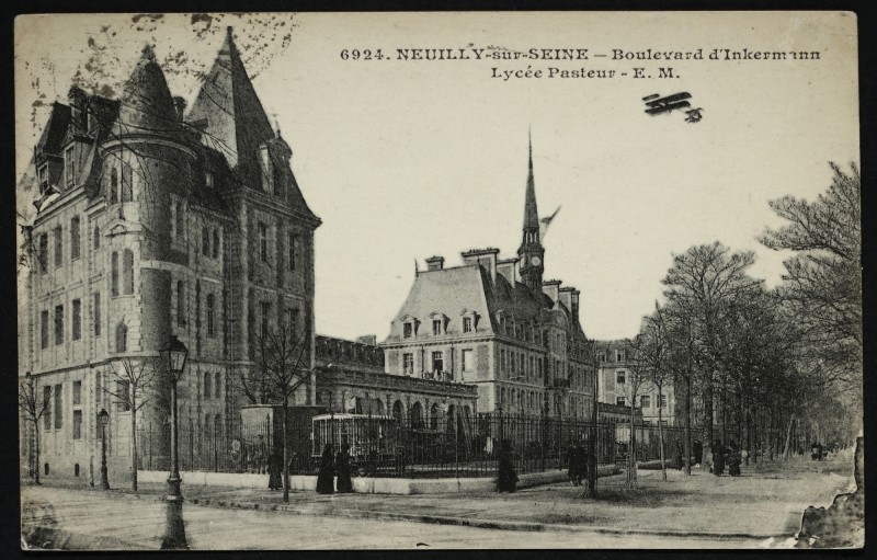 Carte postale ancienne Lycée Pasteur - Hôpital Américain, Boulevard d'Inkermann à Neuilly-sur-Seine