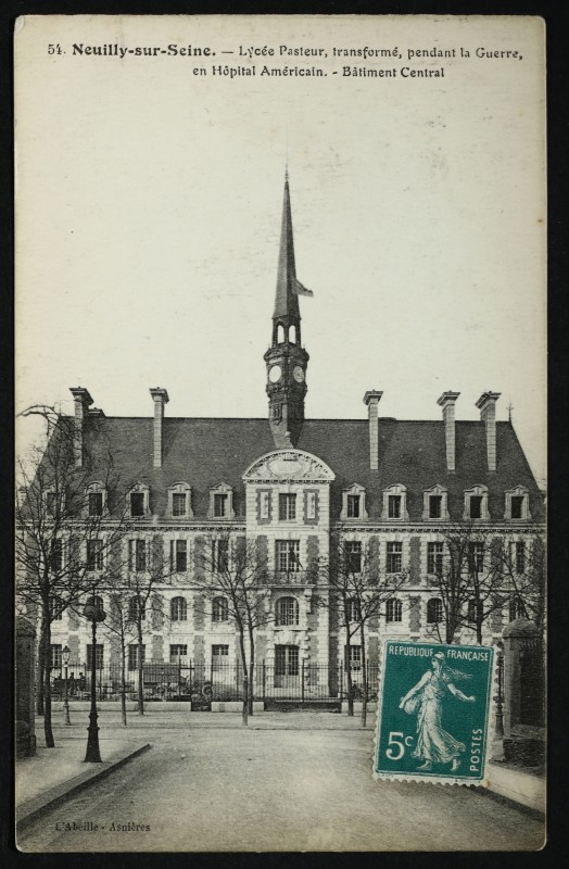 Carte postale ancienne Lycée Pasteur transformé pendant la Guerre en Hôpital Américain - Vue d'ensemble - Les Terrasses à Neuilly-sur-Seine