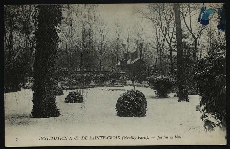 Carte postale ancienne Institution N.-D. de Sainte-Croix - Jardin en hiver à Neuilly-sur-Seine