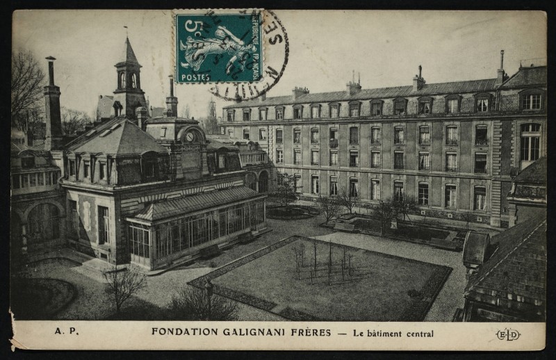 Carte postale ancienne Fondation Galignani Frères - Le bâtiment central à Neuilly-sur-Seine