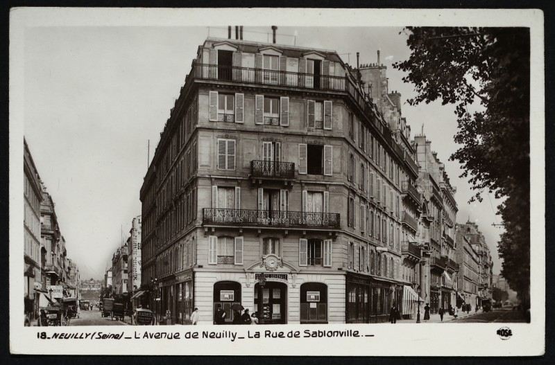 Carte postale ancienne L'Avenue de Neuilly - La Rue de Sablonville à Neuilly-sur-Seine