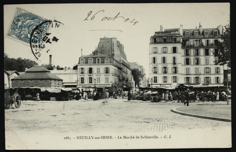 Carte postale ancienne Le Marché de Sablonville à Neuilly-sur-Seine
