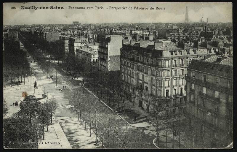 Carte postale ancienne Panorama vers Paris - Perpective de l'Avenue du Roule à Neuilly-sur-Seine