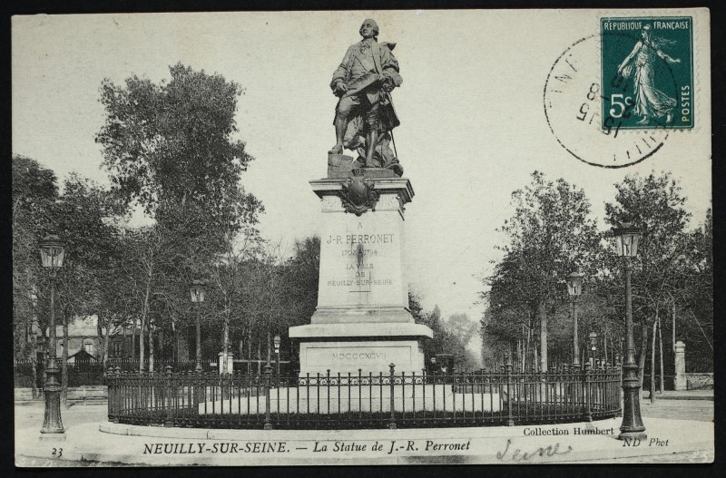 Carte postale ancienne La Statue de J. - R. Perronet à Neuilly-sur-Seine