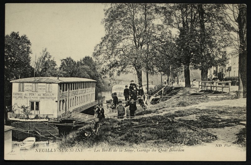 Carte postale ancienne Les Bords de la Seine, Garage [à bateaux] du Quai Bourdon à Neuilly-sur-Seine