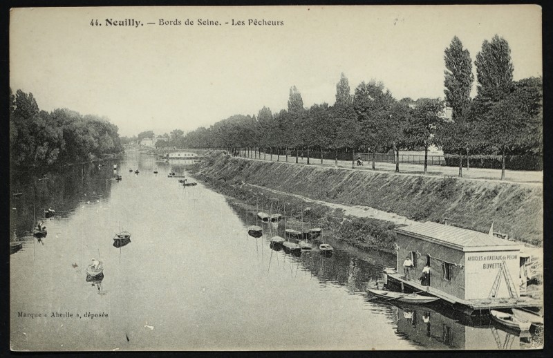 Carte postale ancienne Bords de Seine - Les Pêcheurs à Neuilly-sur-Seine