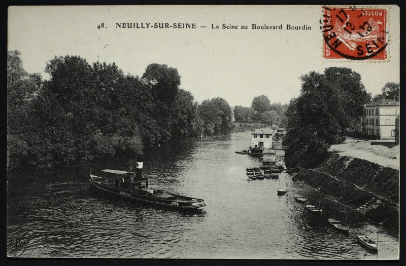 Carte postale ancienne La Seine au Boulevard Bourdin à Neuilly-sur-Seine