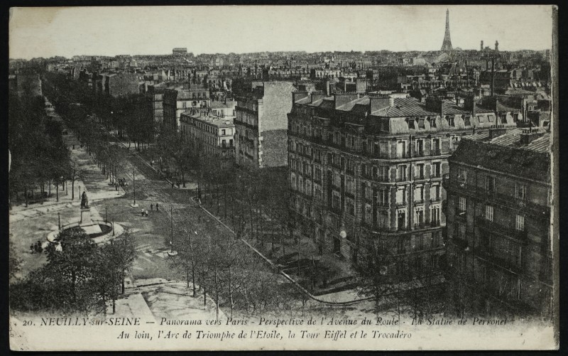 Carte postale ancienne Panorama vers Paris - Perspective de l'Avenue du Roule à Neuilly-sur-Seine