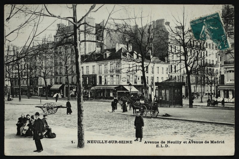 Carte postale ancienne Avenue de Neuilly et Avenue de Madrid à Neuilly-sur-Seine
