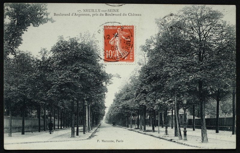 Carte postale ancienne Boulevard d'Argenson, pris du Boulevard du Château à Neuilly-sur-Seine