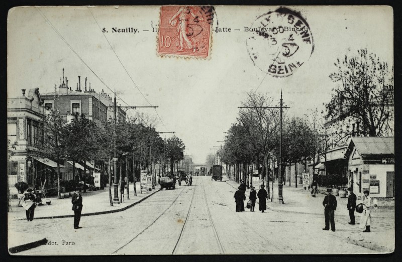 Carte postale ancienne Ile de la Grande jatte - Boulevard Bineau à Neuilly-sur-Seine