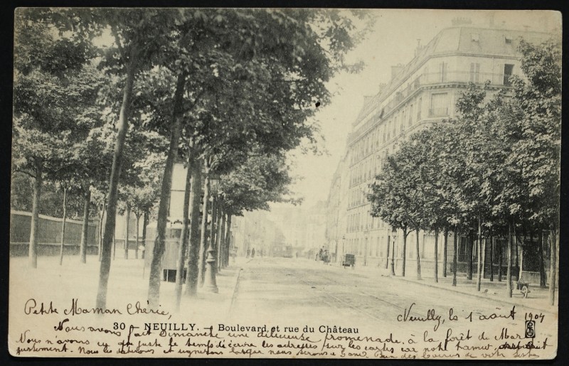 Carte postale ancienne Boulevard et rue du Château à Neuilly-sur-Seine