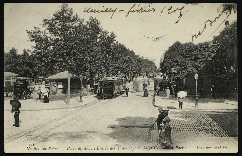 Carte postale ancienne Porte Maillot, l'Entrée des Tramways de Saint-Germain à Paris à Paris 17e