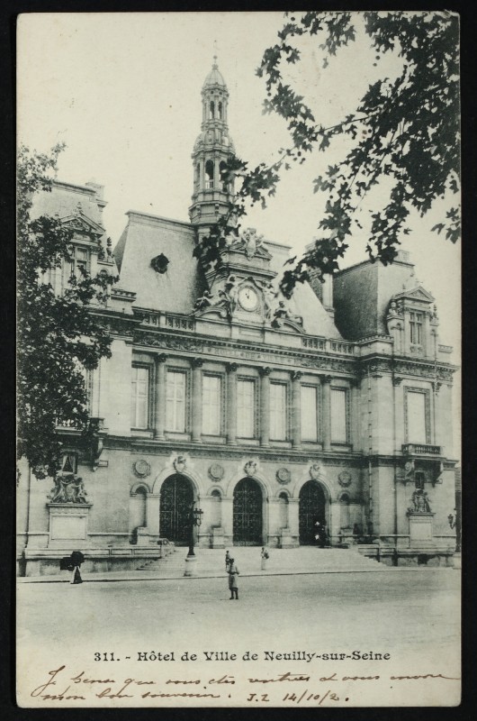 Carte postale ancienne Hôtel de Ville de Neuilly-sur-Seine à Neuilly-sur-Seine
