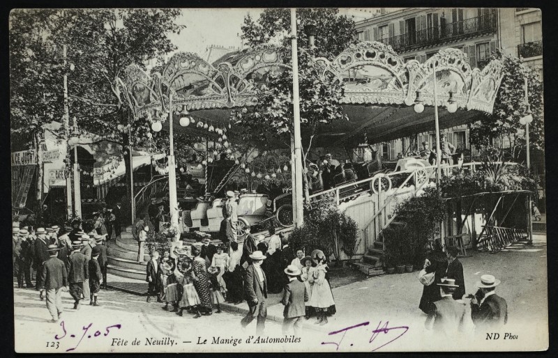Carte postale ancienne Fête de Neuilly - Le Manège d'Automobiles à Neuilly-sur-Seine