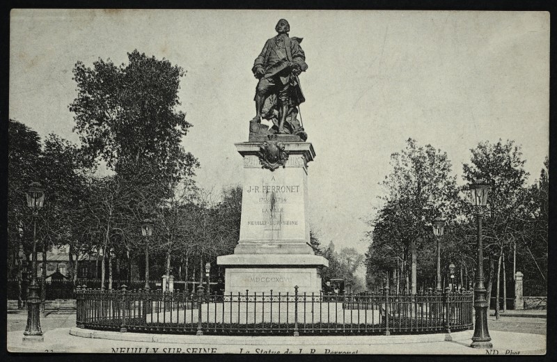 Carte postale ancienne La Statue de J.-R. Perronet à Neuilly-sur-Seine