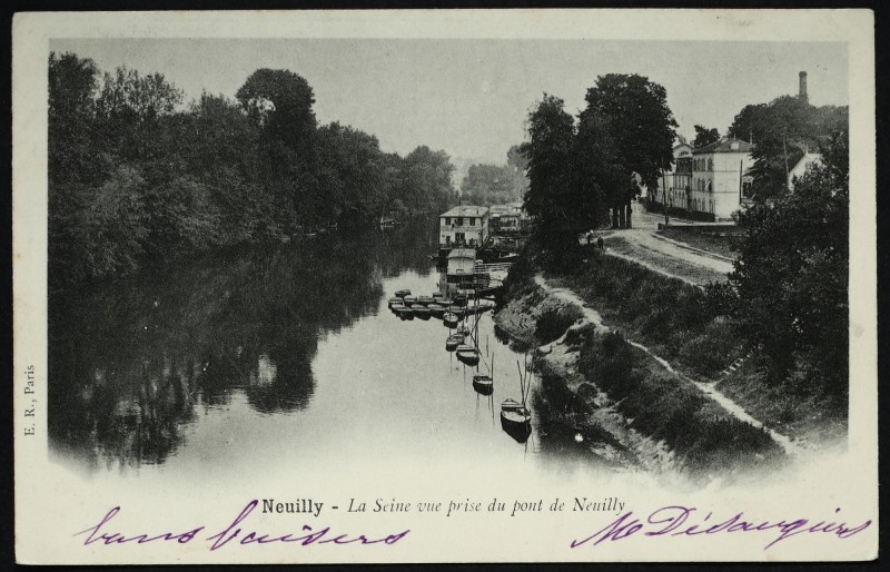 Carte postale ancienne La Seine vue prise du pont de Neuilly à Neuilly-sur-Seine