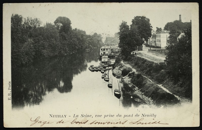 Carte postale ancienne La Seine vue prise du pont de Neuilly à Neuilly-sur-Seine