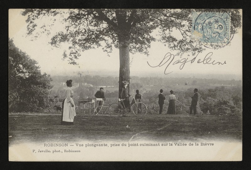 Carte postale ancienne Robinson - Vue plongeante, prise du point culminant de la Vallée de la Bièvre au Plessis-Robinson