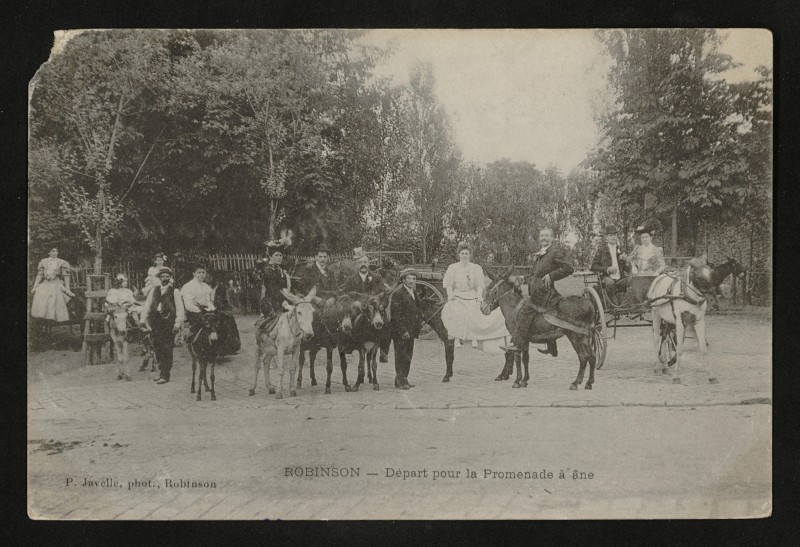 Carte postale ancienne Robinson - Départ pour la Promenade à âne au Plessis-Robinson