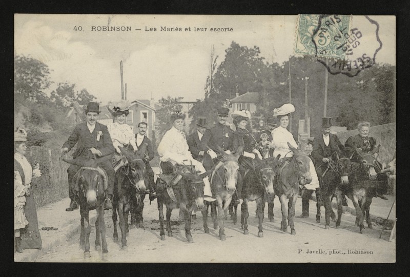 Carte postale ancienne Robinson - Les Mariés et leur escorte au Plessis-Robinson