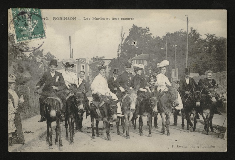 Carte postale ancienne Robinson - Les Mariés et leur escorte au Plessis-Robinson